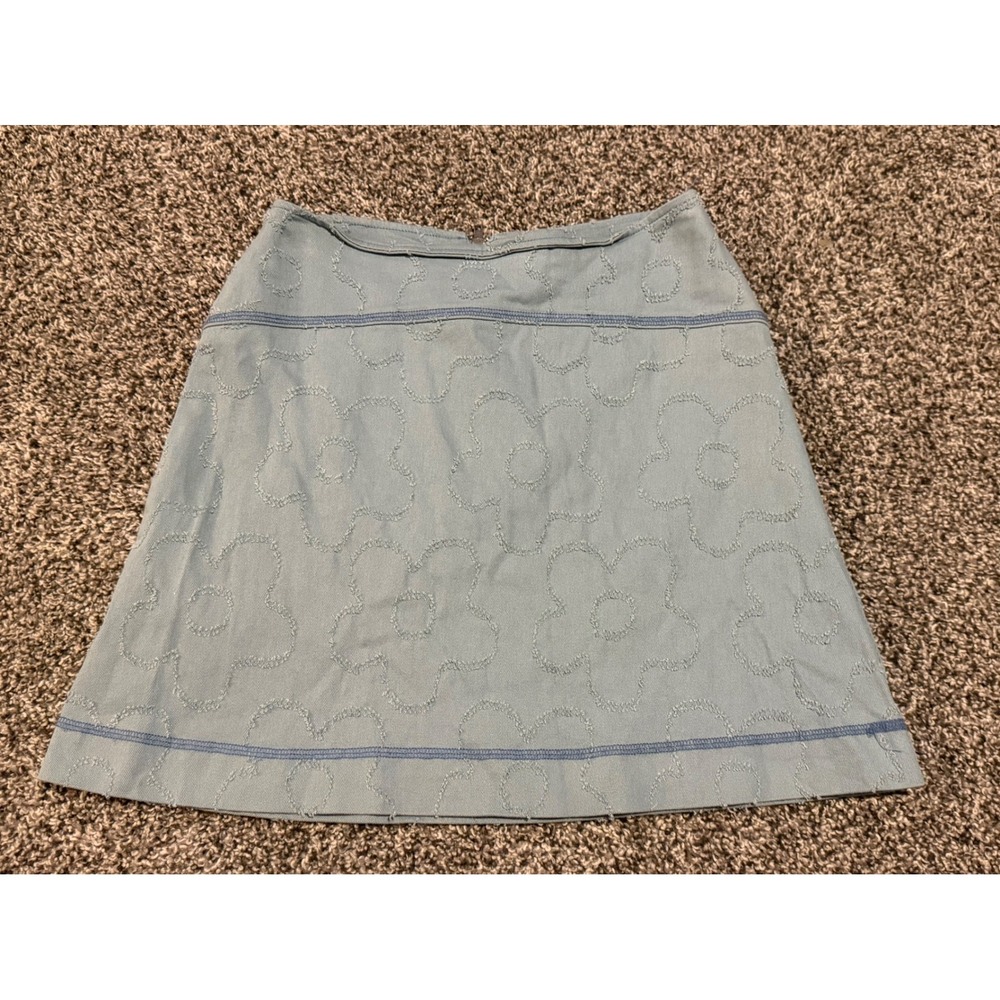 A2 Urban Outfitters Floral Embroidered Denim Mini Skirt Light Blue XS